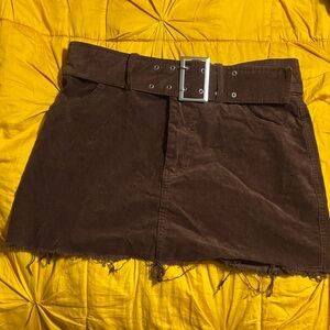 Rue21 Chocolate Corduroy Skirt with Buckle